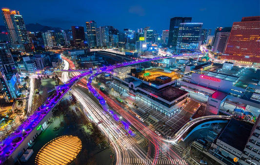 Night view of Seoul Station and Seoullo 7017 - LIVING KO fast and smart Korea arrival guide