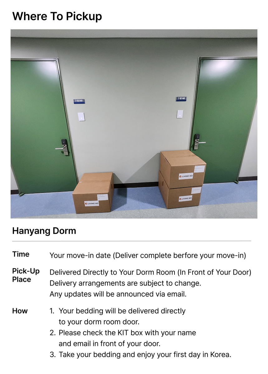 Hanyang University Bedding & Living Kit for Exchange Students