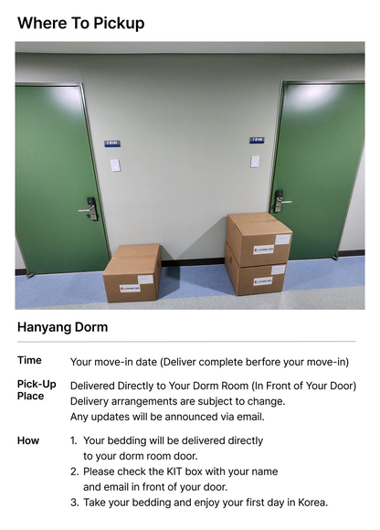 Hanyang University Bedding & Living Kit for Exchange Students